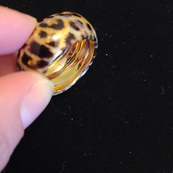 gold and leopard enamel-like ring - Picture 4 of 9